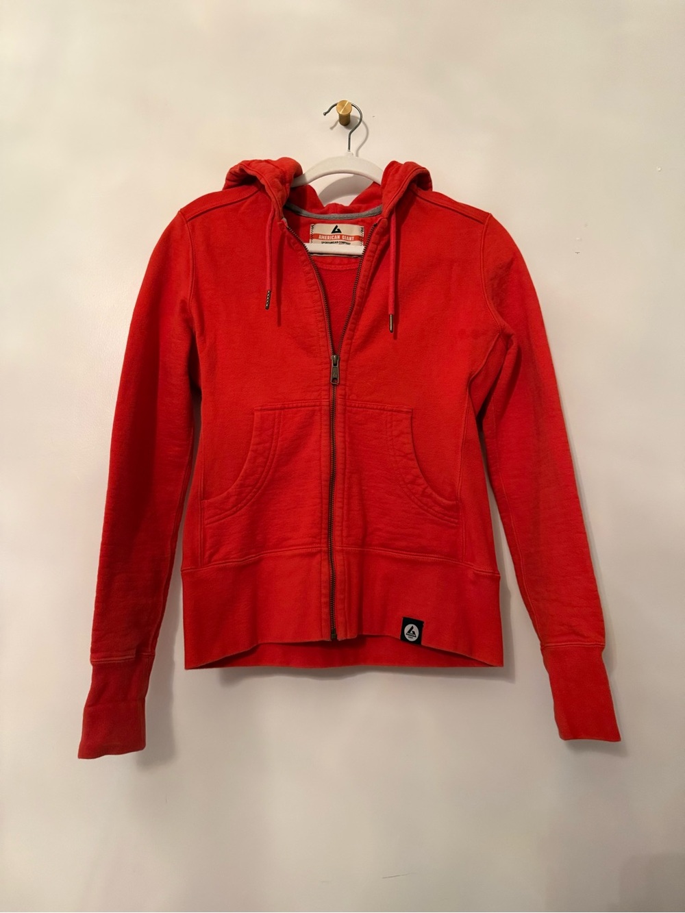 American Giant Red Zip-Up Hoodie Sweatshirt